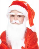santa claus fake mustache beard and eyebrows for kids self adhesive costume accessory, white color logo