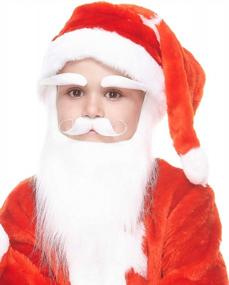 img 4 attached to Santa Claus Fake Mustache Beard And Eyebrows For Kids Self Adhesive Costume Accessory, White Color