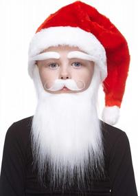img 2 attached to Santa Claus Fake Mustache Beard And Eyebrows For Kids Self Adhesive Costume Accessory, White Color