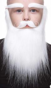 img 3 attached to Santa Claus Fake Mustache Beard And Eyebrows For Kids Self Adhesive Costume Accessory, White Color