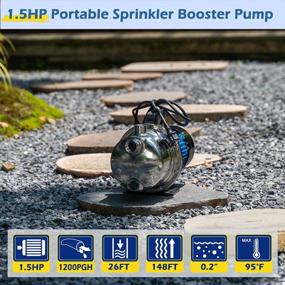 img 2 attached to Powerful FLUENTPOWER 1.5HP Stainless Steel Booster Pump For Home Garden Lawn Irrigation - 1200GPH Flow Rate And High Water Pressure Transfer