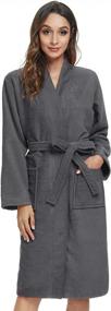 img 4 attached to Women'S Lightweight Terry Cloth Kimono Robe Knee-Length Bath Gown