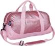 kids' overnight duffel bags by wildkin - fun and functional travel bags for boys and girls, perfect for sleepovers, school practice, and travel - carry-on size with pink glitter design logo