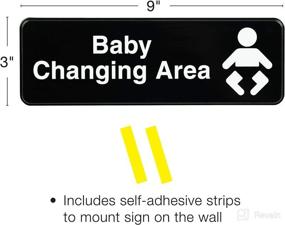 img 3 attached to 👶 Excello Global Products Baby Changing Station Sign: Mountable Informative Symbolic Plastic Sign, 9x3, Pack of 3 (Black)