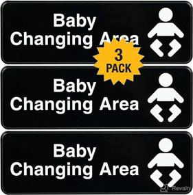 img 4 attached to 👶 Excello Global Products Baby Changing Station Sign: Mountable Informative Symbolic Plastic Sign, 9x3, Pack of 3 (Black)