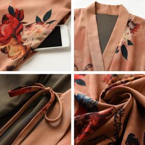 img 2 attached to Women'S Floral Kimono Robe Long Bathrobe Nightgown With Pocket - Ledamon