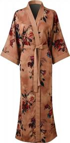 img 4 attached to Women'S Floral Kimono Robe Long Bathrobe Nightgown With Pocket - Ledamon