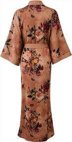 img 3 attached to Women'S Floral Kimono Robe Long Bathrobe Nightgown With Pocket - Ledamon