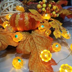 img 2 attached to Fall Harvest 3D Pumpkin String Light, 10 Feet 30 LEDs Battery Operated With Remote Control For Thanksgiving Welcome Party Front Porch Home Decoration