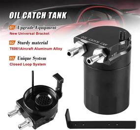 img 2 attached to 🔧 Universal 350ml Oil Catch Can Reservoir Tank RULLINE 0046 Aluminum Polish Baffled with Black Bracket