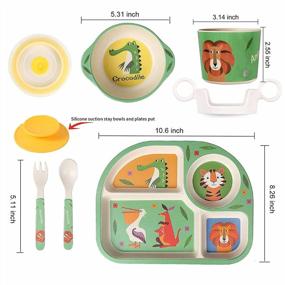 img 3 attached to 7Pcs Bamboo Kids Dinnerware Set - Cartoon Tableware Plate Bowl Cup Spoon Fork Dishwasher Safe Food Container Set, BPA Free Healthy Mealtime Dishes For Children