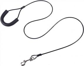 img 3 attached to 5Ft Dog Tie Out Cable Leash With Soft Black Leather Handle For Pets Up To 60Lbs - SOMIDE