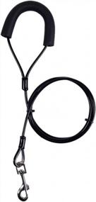 img 4 attached to 5Ft Dog Tie Out Cable Leash With Soft Black Leather Handle For Pets Up To 60Lbs - SOMIDE
