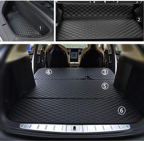 img 4 attached to Черный комплект из 6 предметов: коврик для багажника Topfit Model X 5 Seater 2016-2021, коврик для защиты спинки переднего и заднего ряда - аксессуары Tesla Model X