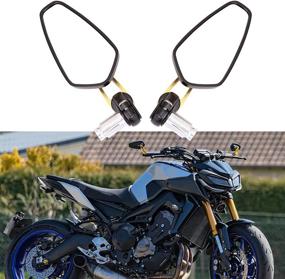 img 1 attached to 🏍️ Gold Billet Aluminum 7/8" 22 Bar End Side Rearview Mirrors - Universal Black Motorcycle