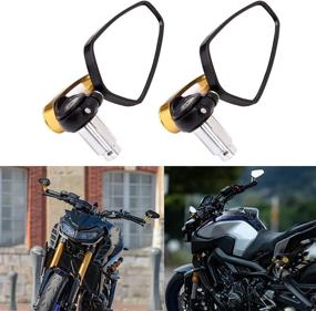 img 4 attached to 🏍️ Gold Billet Aluminum 7/8" 22 Bar End Side Rearview Mirrors - Universal Black Motorcycle