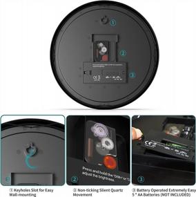 img 1 attached to 12 Inch Metal Frame Digital Wall Clock With LED Display And Temperature Sensor