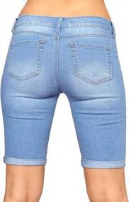 img 2 attached to Get Summer-Ready With Roswear Distressed Knee Length Jean Shorts For Women
