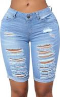 get summer-ready with roswear distressed knee length jean shorts for women logo
