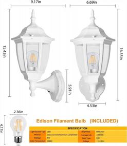 img 3 attached to Dusk To Dawn LED Outdoor Wall Light With Porch Sensor - Anti-Corrosion White Plastic Exterior Mount Lantern For House, Garage (1-Pack) FDS2542PS-W
