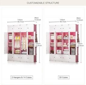 img 1 attached to 20-Cube Portable Closet Cube Shelf Armoire Pantry Cabinet - YOZO 56X14X71 Inches Storage Organizer For Bedroom Dresser, Pink