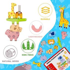 img 1 attached to 🧸 Montessori Wooden Stacking Toys for Kids - Educational Pre-school Learning Games - Ideal Christmas and Birthday Gifts for Boys and Girls Aged 2-5
