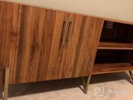 img 1 attached to Walnut 65" Wood TV Stand With Gold Legs, 2 Door Mid Century Modern Credenza Media Console For Living Room, Japandi Sideboard Buffet Cabinet Entertainment Center With Storage review by David Thornton