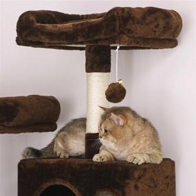 img 1 attached to 🐱 Ultimate Cat Playground: BEWISHOME Cat Tree with Scratching Posts, Condos, Perches, Balls, Hammock – Brown MMJ01Z