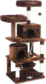 img 4 attached to 🐱 Ultimate Cat Playground: BEWISHOME Cat Tree with Scratching Posts, Condos, Perches, Balls, Hammock – Brown MMJ01Z