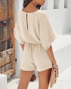 img 3 attached to Stylish And Comfortable Women'S V Neck Romper With Pockets And High Waist Belt