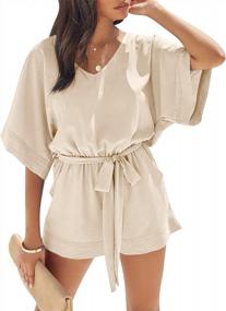 img 4 attached to Stylish And Comfortable Women'S V Neck Romper With Pockets And High Waist Belt
