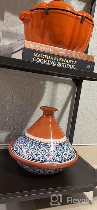 img 1 attached to Kamsah Hand Made And Hand Painted Tagine Pot Moroccan Ceramic Pots For Cooking And Stew Casserole Slow Cooker (Medium, Supreme Bohemian Blue) review by Amy Miller