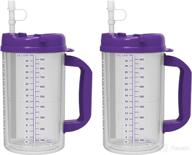 large 32oz double wall insulated hospital mug with carry handle and straw (2-pack, purple) - ideal for cold drinks логотип