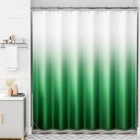 img 4 attached to AmazerBath 72X72 Inches Fabric Shower Curtain Set With 12 Hooks - Rustic Green Black White Cute Washable Bathroom Decor