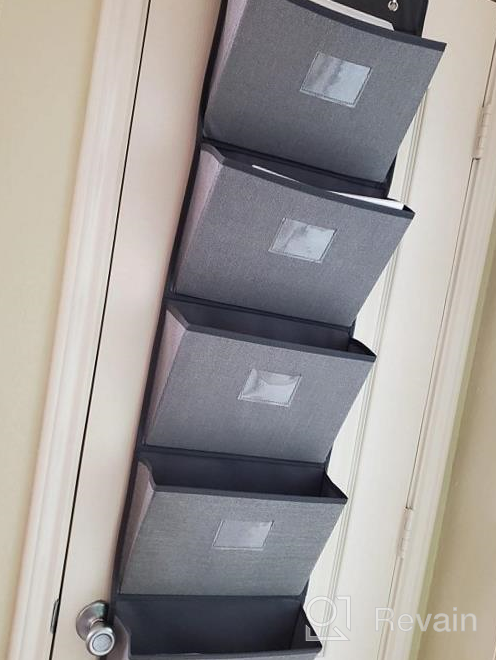 img 1 attached to Organize Your Office With Onlyeasy'S Over Door Hanging File Organizer - 5 Pocket Herringbone Grey Wall Mount Storage For Files, Notebooks And Supplies - MXAZ05C review by James Stevenson