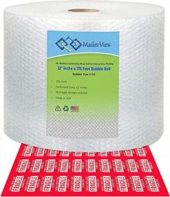 img 3 attached to USA Made Heavy-Duty Air Bubble Cushioning Wrap Roll [12 Inch X 175 Feet Total, Perforated Every 12], (30 Fragile Stickers Included) For Packing And Shipping