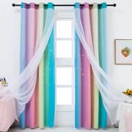 anjee star curtains for kids 2 in 1 double layer blackout curtains grommets top star cutout ombre rainbow curtains sheer for living room girls bedroom 2 panels in 52 x 84 inch, pink and yellow logo