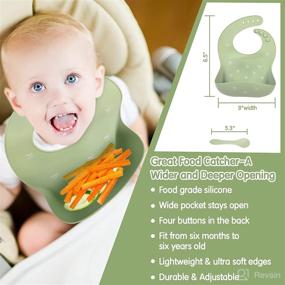 img 2 attached to 👶 Silicone Baby Bib with Spoon: Waterproof & Stay Open Pocket Feeding Bib for Toddlers