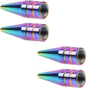 img 1 attached to 🔩 Fancy up Your Wheels with FLYPIG 4pcs Neo Chrome Long Spike Tire Valve Stem Caps – Stylish Metal Thread Wheel Accessories