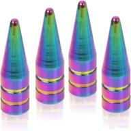 🔩 fancy up your wheels with flypig 4pcs neo chrome long spike tire valve stem caps – stylish metal thread wheel accessories логотип