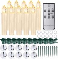 pchero christmas window candles, 10pcs large size battery operated led flameless taper candles with timer, last up to 200 hours, ideal for home indoor outdoor holiday decorations logo