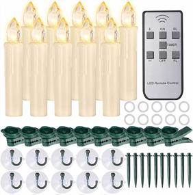 img 4 attached to PChero Christmas Window Candles, 10Pcs Large Size Battery Operated LED Flameless Taper Candles With Timer, Last Up To 200 Hours, Ideal For Home Indoor Outdoor Holiday Decorations