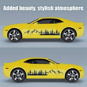 img 2 attached to Enhance Your Car's Aesthetics with Self-Adhesive Vinyl Decals: Forest and Mountain Scenery Graphics in Black (70.87'' x 12.2'')