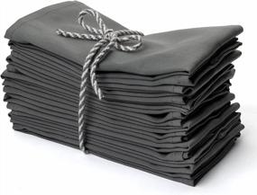 img 4 attached to PERLLI 18X18 Inch Gray Cotton Blend Kitchen Cloth Napkins 12 Pack - Soft Fabric With Hemmed Edges, Washable Reusable And Durable Linen Napkins For Parties Table Setting Decor.