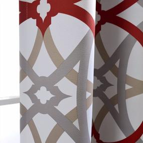 img 3 attached to Red And Gray Alexander Thermal Blackout Grommet Unlined Window Curtain Set Of 2 Panels, 52X96 Inch With Spiral Geo Trellis Pattern - DriftAway