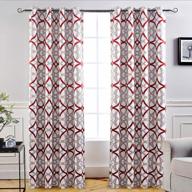 red and gray alexander thermal blackout grommet unlined window curtain set of 2 panels, 52x96 inch with spiral geo trellis pattern - driftaway логотип