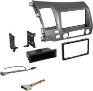 🚗 2006-2011 honda civic double din dash kit with antenna adapter & harness (metallic taupe) – compatible with all trim levels logo