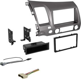 img 1 attached to 🚗 2006-2011 Honda Civic Double DIN Dash Kit with Antenna Adapter & Harness (Metallic Taupe) – Compatible with All Trim Levels