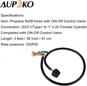 img 2 attached to Upgrade Your Camping Gear With Aupoko Propane Refill Hose – High Pressure, 36 Inch Extension Hose, Tank Adapter And On-Off Control Valve Included!
