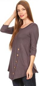 img 3 attached to Women'S Plus Size Solid Casual 3/4 Sleeve Button Trim Knit Tunic Top Tee/Made In USA